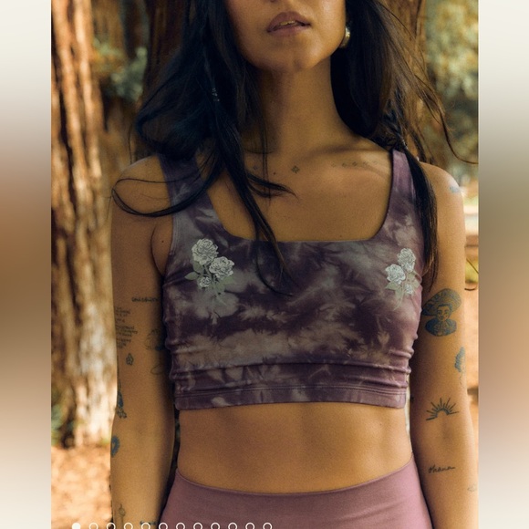 Purusha People Frozen Garden Square Top Tank Mauve Plum Flower Bra Medium NEW - Picture 3 of 12